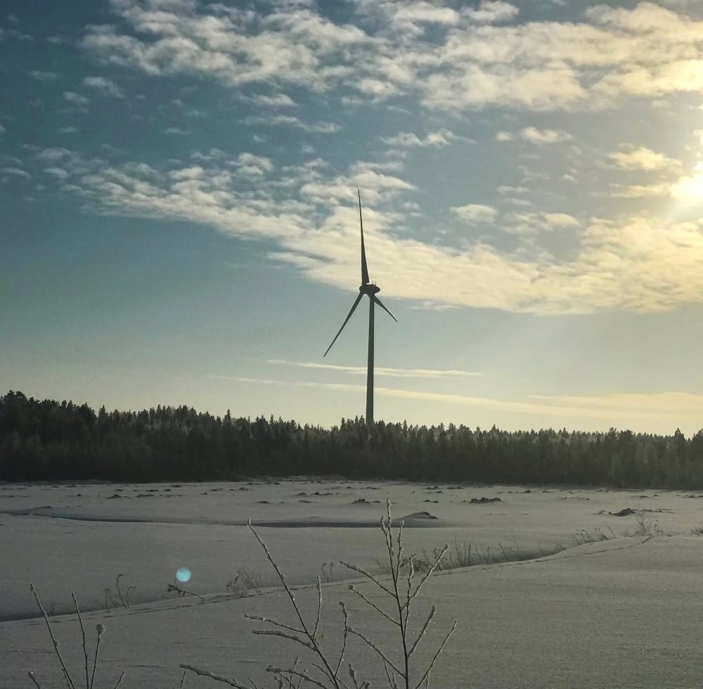 Wind turbines in distance